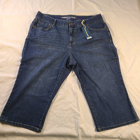 American Star Women's 18W 19" inseam Capris Blue - Picture 1 of 7